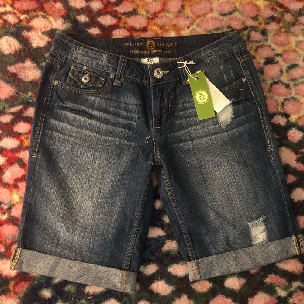 Velvet Heart long denim shorts